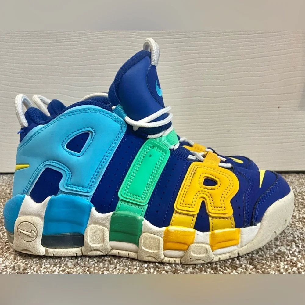 Size 2.5Y Nike Air More Uptempo BG FJ0693 455 Kaleidoscope Deep Royal Blue